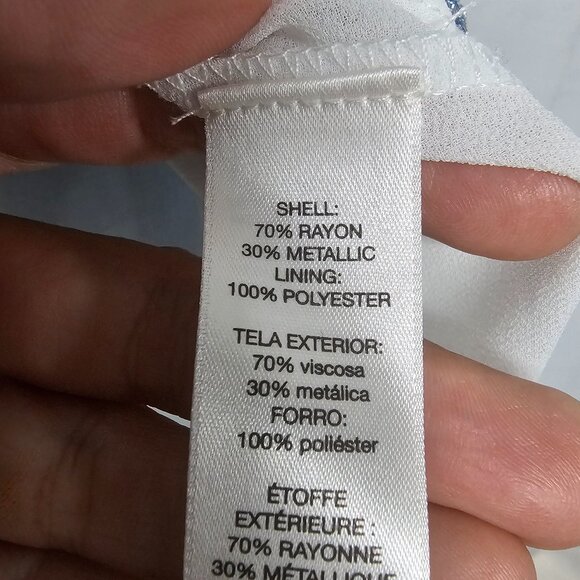 Chico's Blouse Mesh Blue Metallic Layered Glam Knit S - Picture 8 of 10